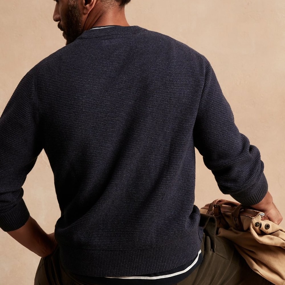 Banana Republic Organic Cotton Waffle-Knit Crew Neck Sweater